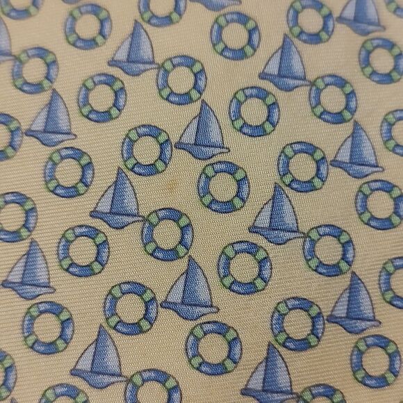 Brooks Brothers Pure Silk Yellow Nautical Themed Men's Necktie - Picture 5 of 9